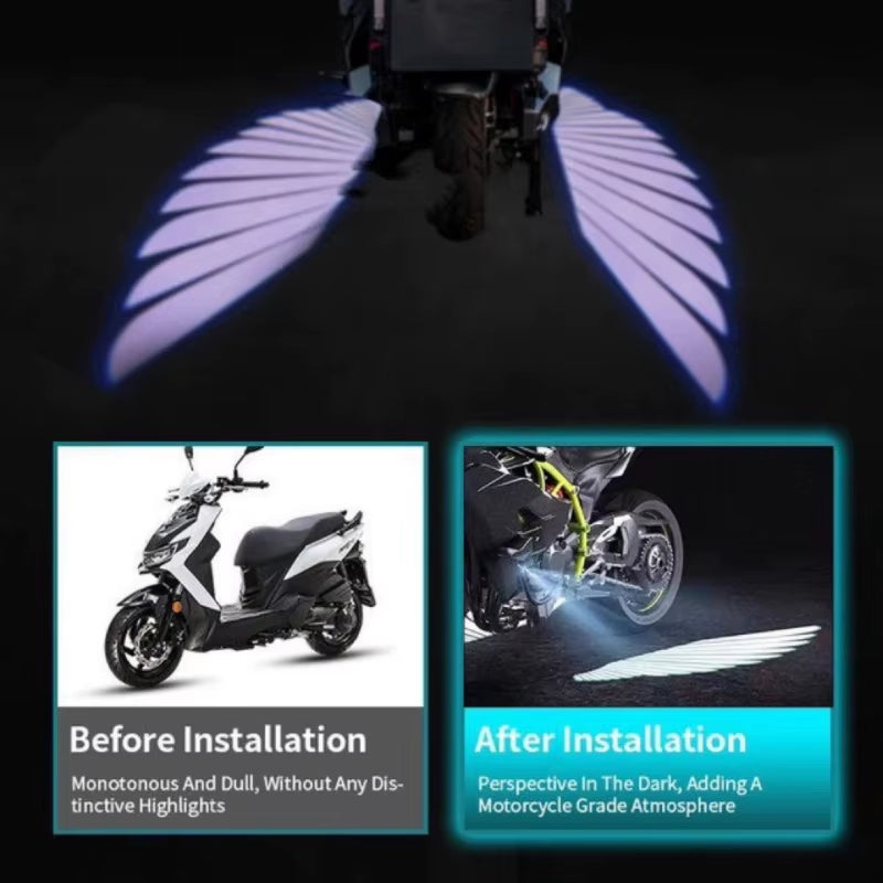 2 Pieces Motorcycle LED Underbody Light Projector Ghost Angel Wings Laser Light